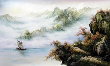 Navegando en el paisaje chino otoñal Pinturas al óleo